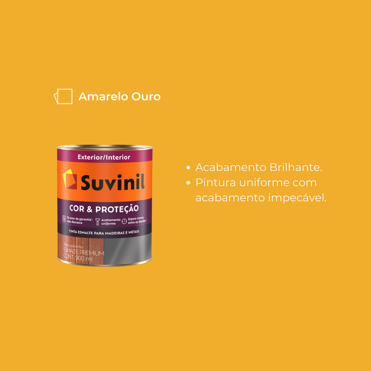 Tinta Esmalte Sintetico Brilhante Amarelo Ouro 0.9 Suvinil - Thony Ferragem