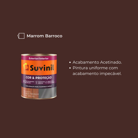 Tinta Esmalte Acetinado Marrom Barroco 0.90l Suvinil - Thony Ferragem