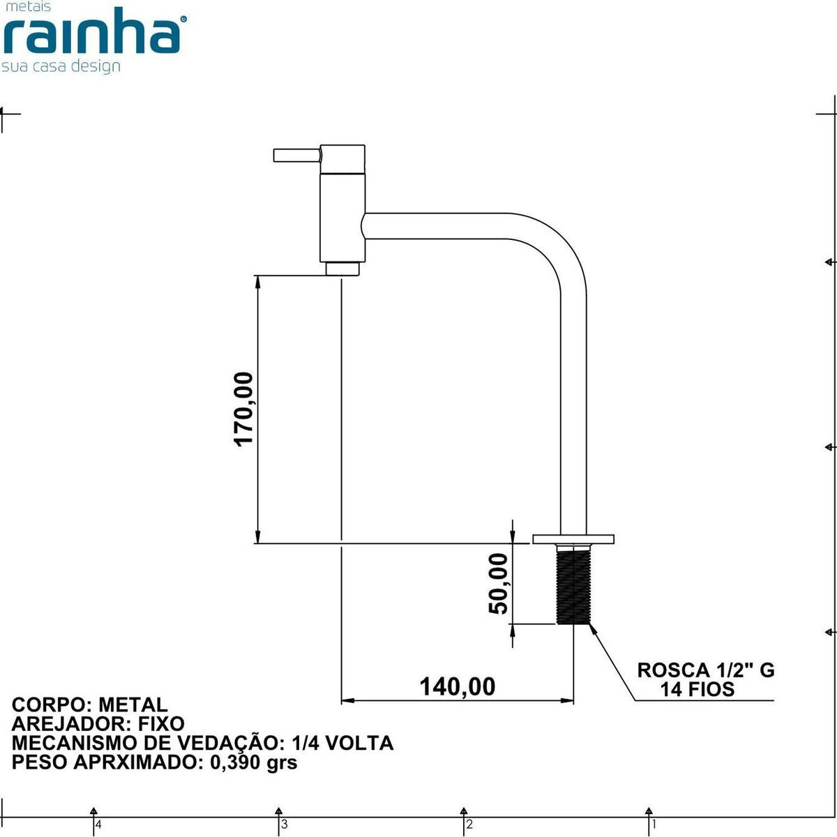 Torneira De Balcão Lavatório Nobre Soft 17cm Rainha