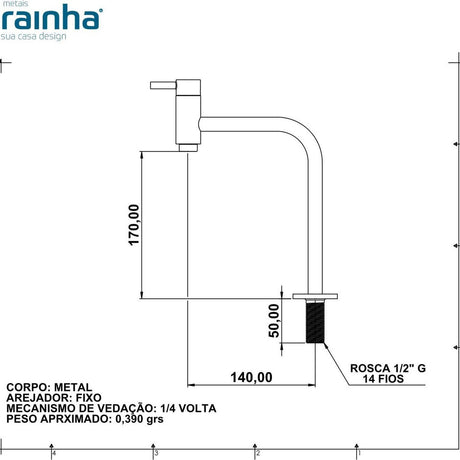 Torneira De Balcão Lavatório Nobre Soft 17cm Rainha - Thony Ferragem