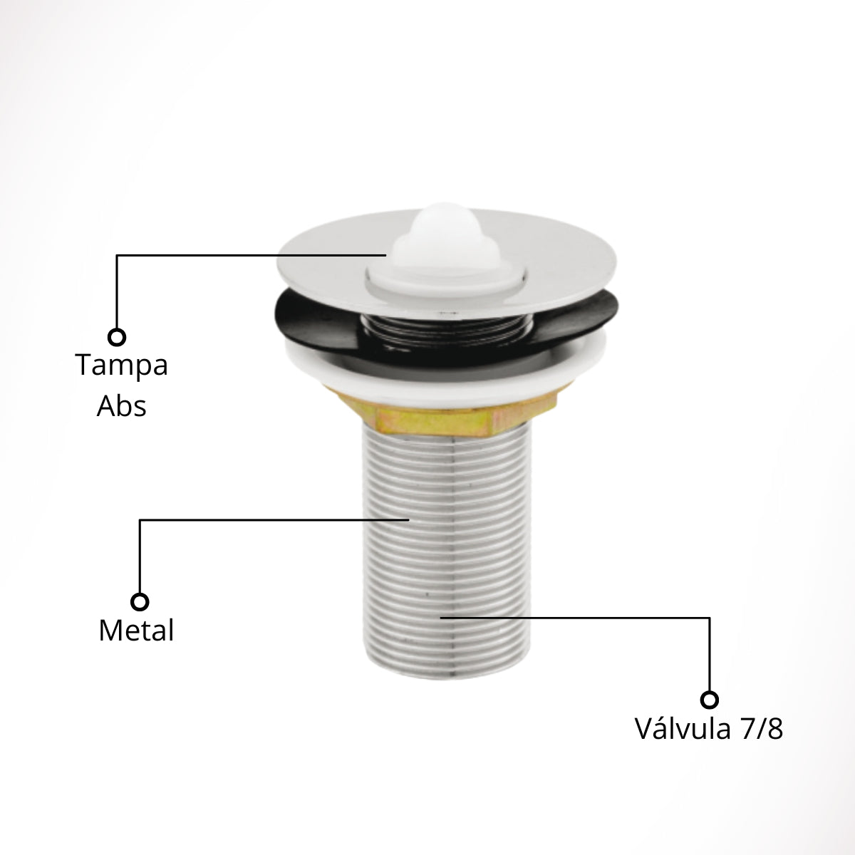 Válvula Cromada para Lavatório Standard 7/8” Rainha Metais - Thony Ferragem
