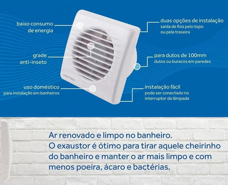 Exaustor De Banheiro Ventilador 100mm 127v/220v Ventisol - Thony Ferragem