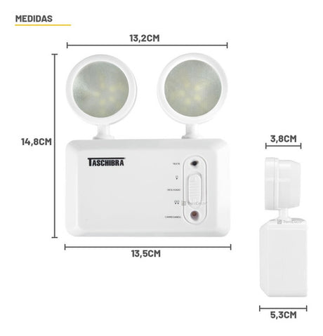 Bloco Autônomo Emergência 2 Farol Led 250lm  Bivolt Taschibra - Thony Ferragem