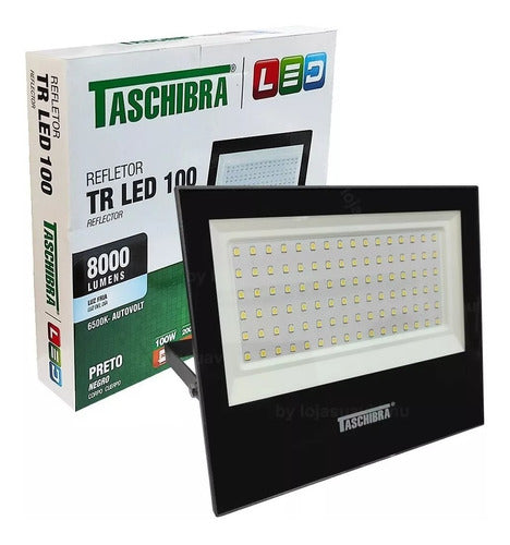 Refletor Holofote Slim Preto 100w Led 6500k Bivolt Taschibra