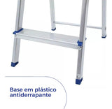 Escada Alumínio 4 Degraus  Prateado/ Azul 5102 Mor - Thony Ferragem