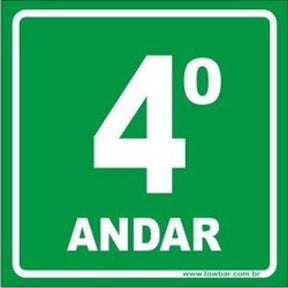 Placa De Sinalizacao Pavimento 4 Andar Fotol 18x18 - Thony Ferragem