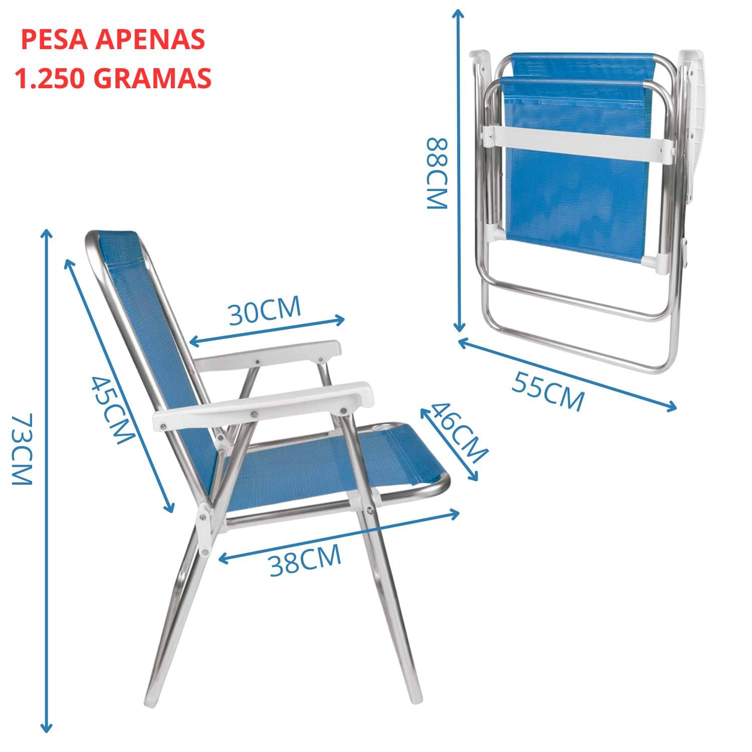 Cadeira Alta Alumínio Azul Marinho Mor - Thony Ferragem