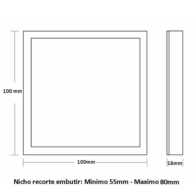 Painel Led Quadrado  12W 3000K Frameless Taschibra