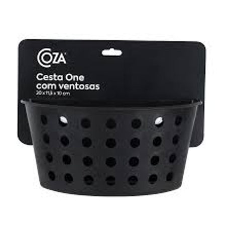 Cesto Organizador One com Ventosas Preto Coza - Thony Ferragem
