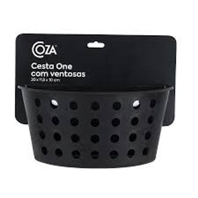 Cesto Organizador One com Ventosas Preto Coza - Thony Ferragem