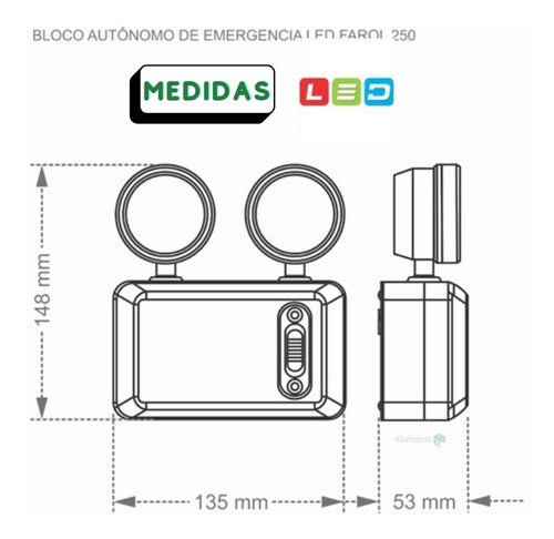 Bloco Autônomo Emergência 2 Farol Led 250lm  Bivolt Taschibra - Thony Ferragem