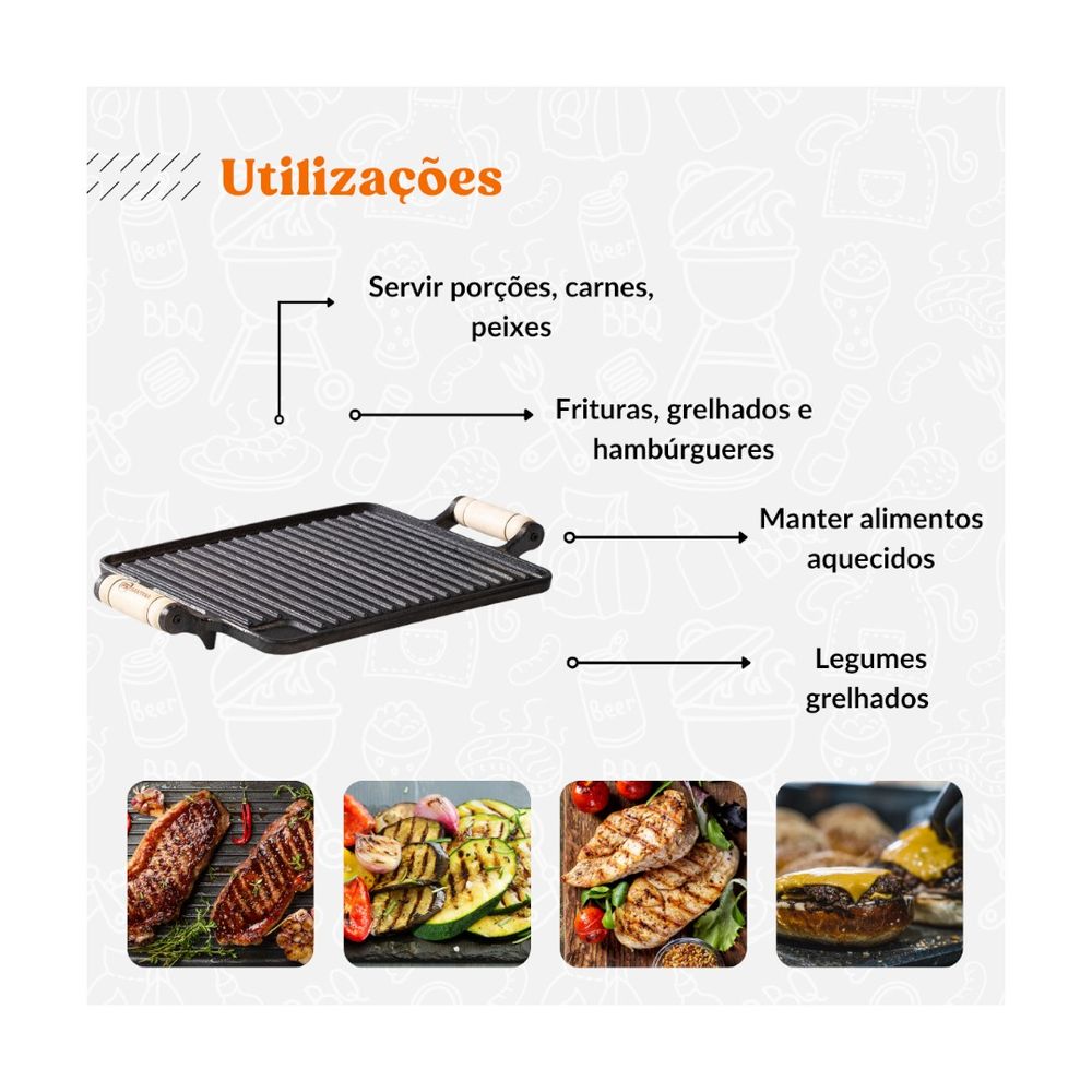 Bifeteira Grelhada 24x 38cm C/ Alca Santana - Thony Ferragem