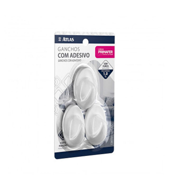 Gancho Adesivo Fixa Facil 0,7kg  C/ 3 Pcs - Thony Ferragem