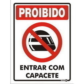 Placa Proibido A Entrada Com Capacete 15x20cm - Thony Ferragem
