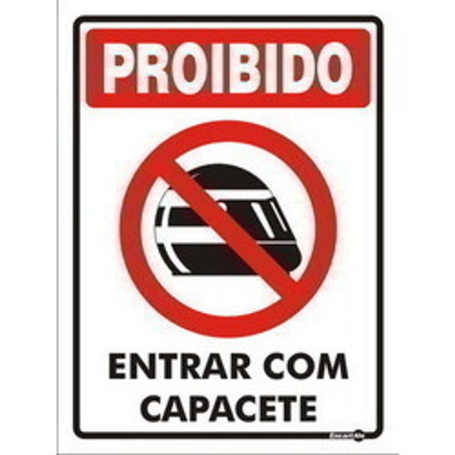 Placa Proibido A Entrada Com Capacete 15x20cm - Thony Ferragem