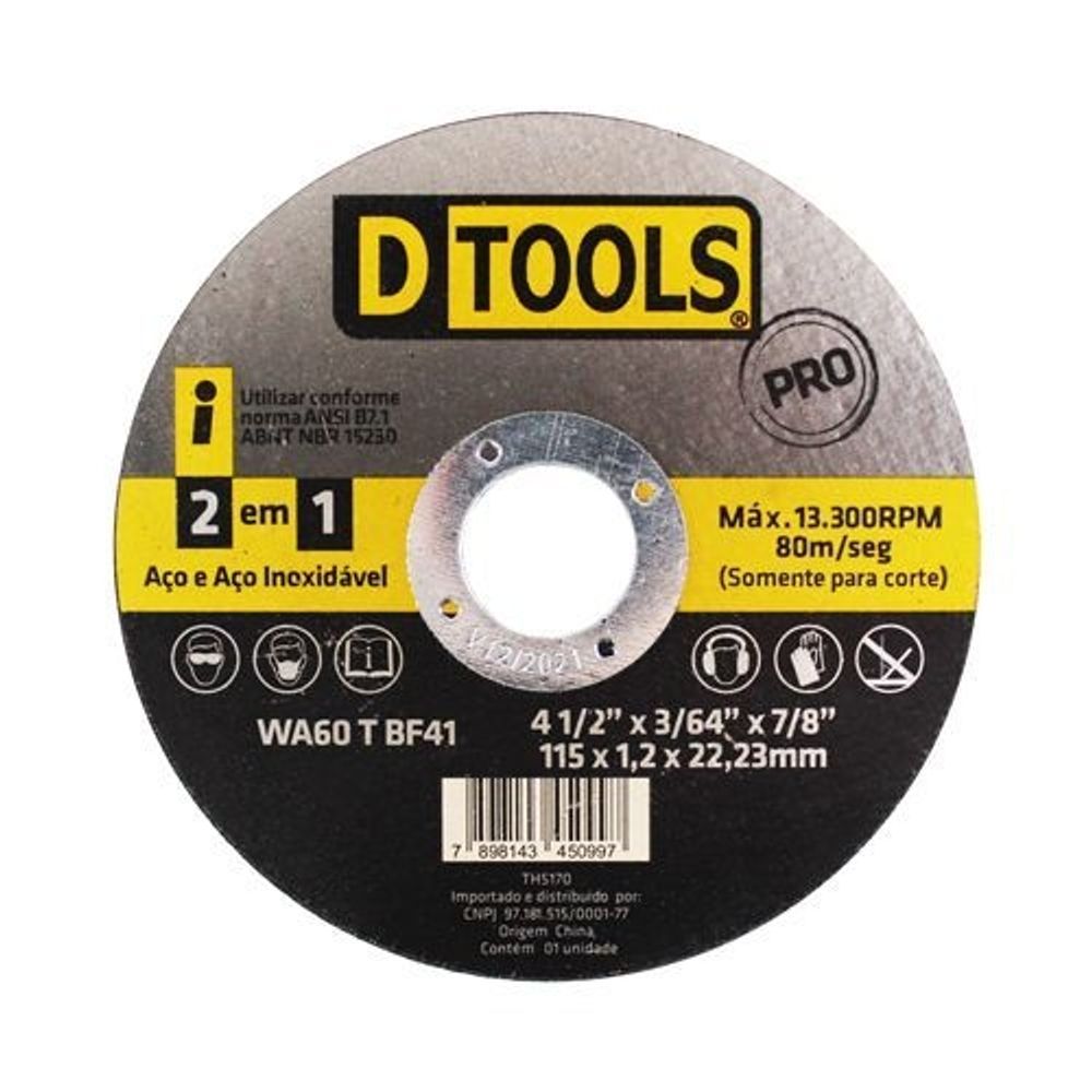 Disco Corte Aco Inox 4,5" X 1,2mm - Thony Ferragem