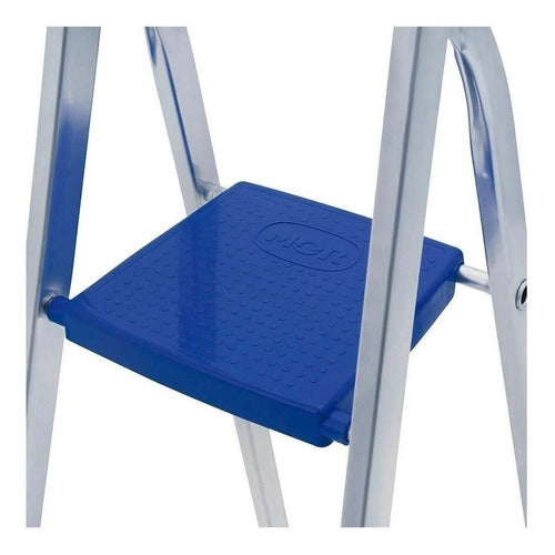 Escada Alumínio 4 Degraus  Prateado/ Azul 5102 Mor