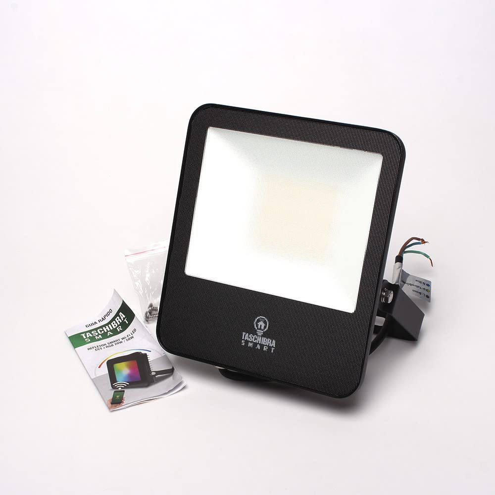 Refletor Smart   Wi-Fi LED 50w Rgb+Cct Preto Taschibra - Thony Ferragem