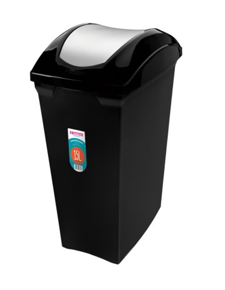 Lixeira Basculante Plástico Preta 15L Sanremo
