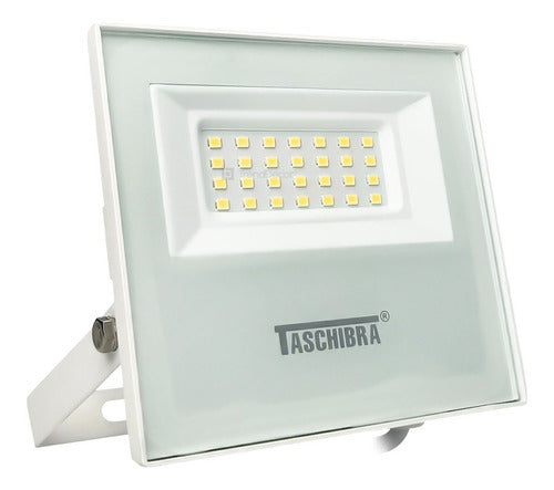 Refletor Holofote Led Tr Slim 30w Carcaça Branca Taschibra Cor Da Carcaça Branco Cor Da Luz Fria (6500k) 110v/220v