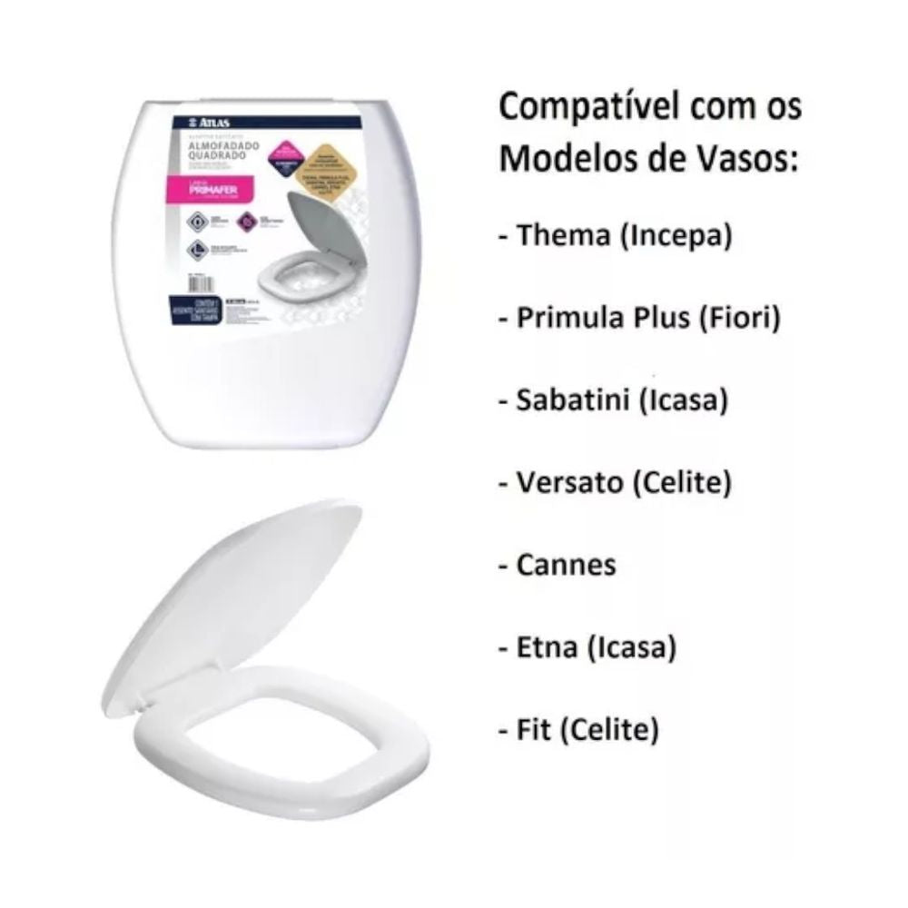 Assento Almofadado Quadrado Branco Atlas