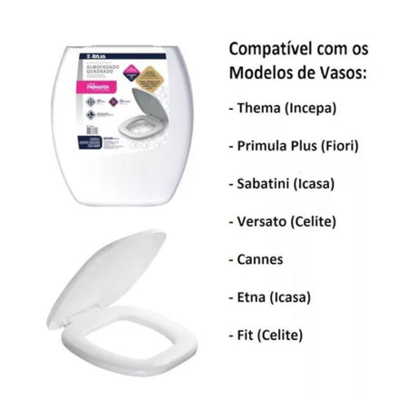 Assento Almofadado Quadrado Branco Atlas - Thony Ferragem