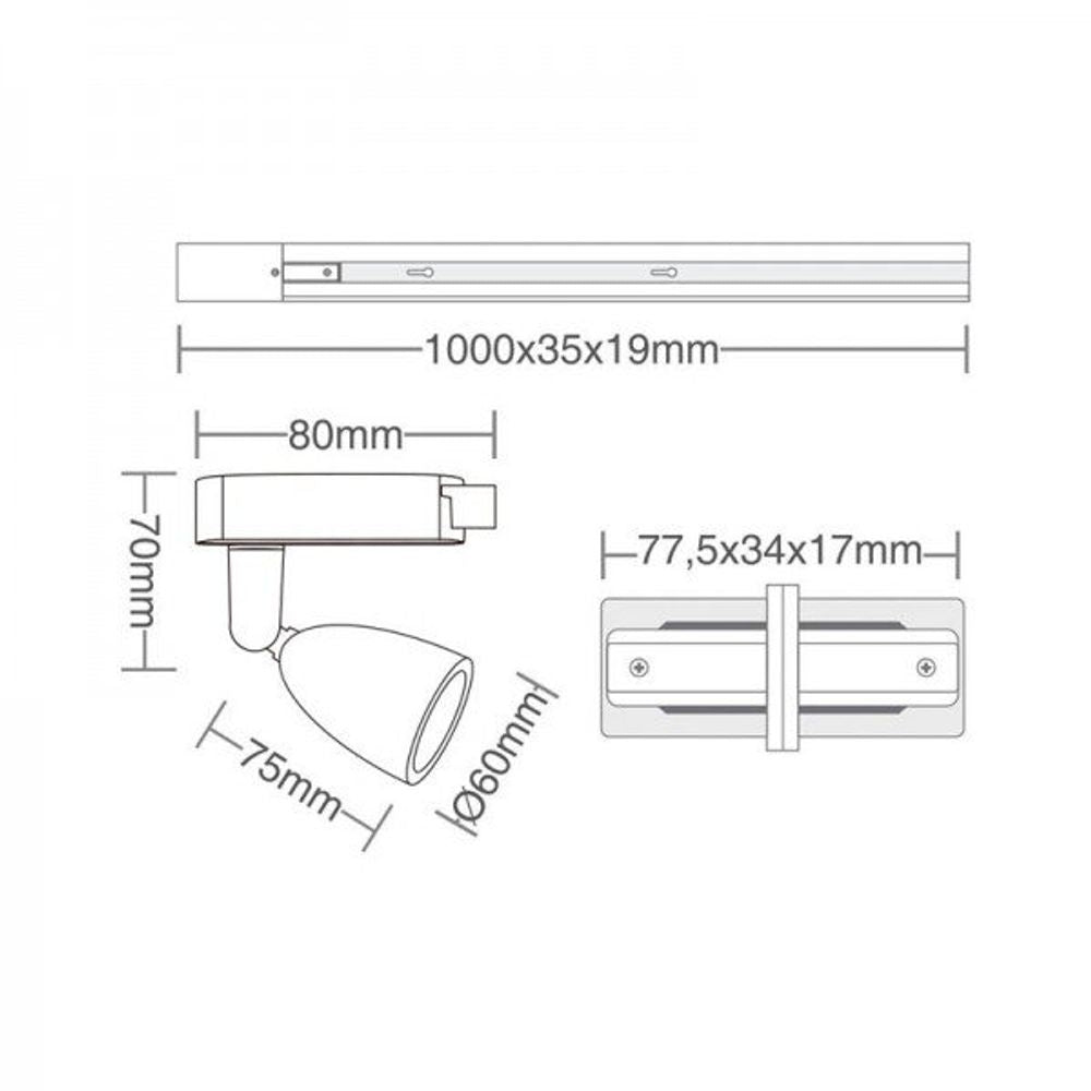 Kit Trilho Direct Led 6500k 18w Preto - Thony Ferragem