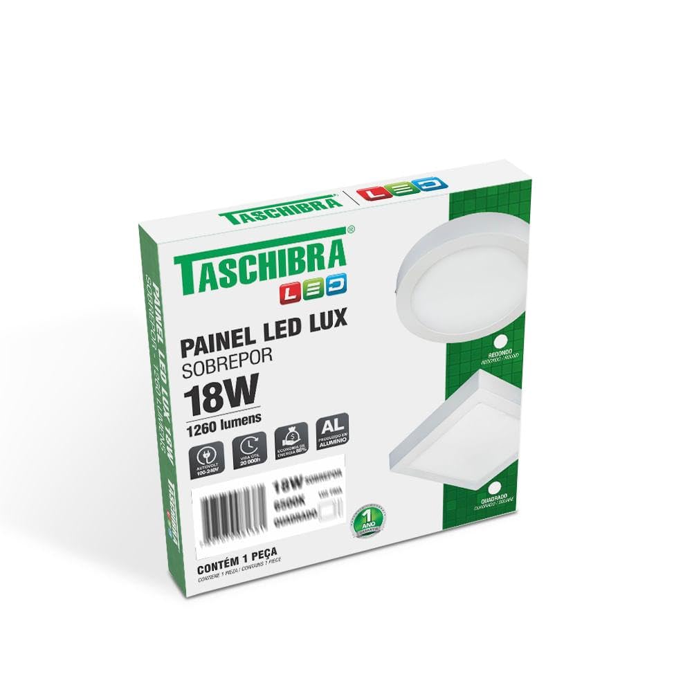 Painel Led 18w Redondo Sobrepor 6500k Taschibra