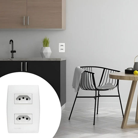 Conjunto 2 Tomada 2P+T 10A 250V 4X2 Branco Ilus - Thony Ferragem