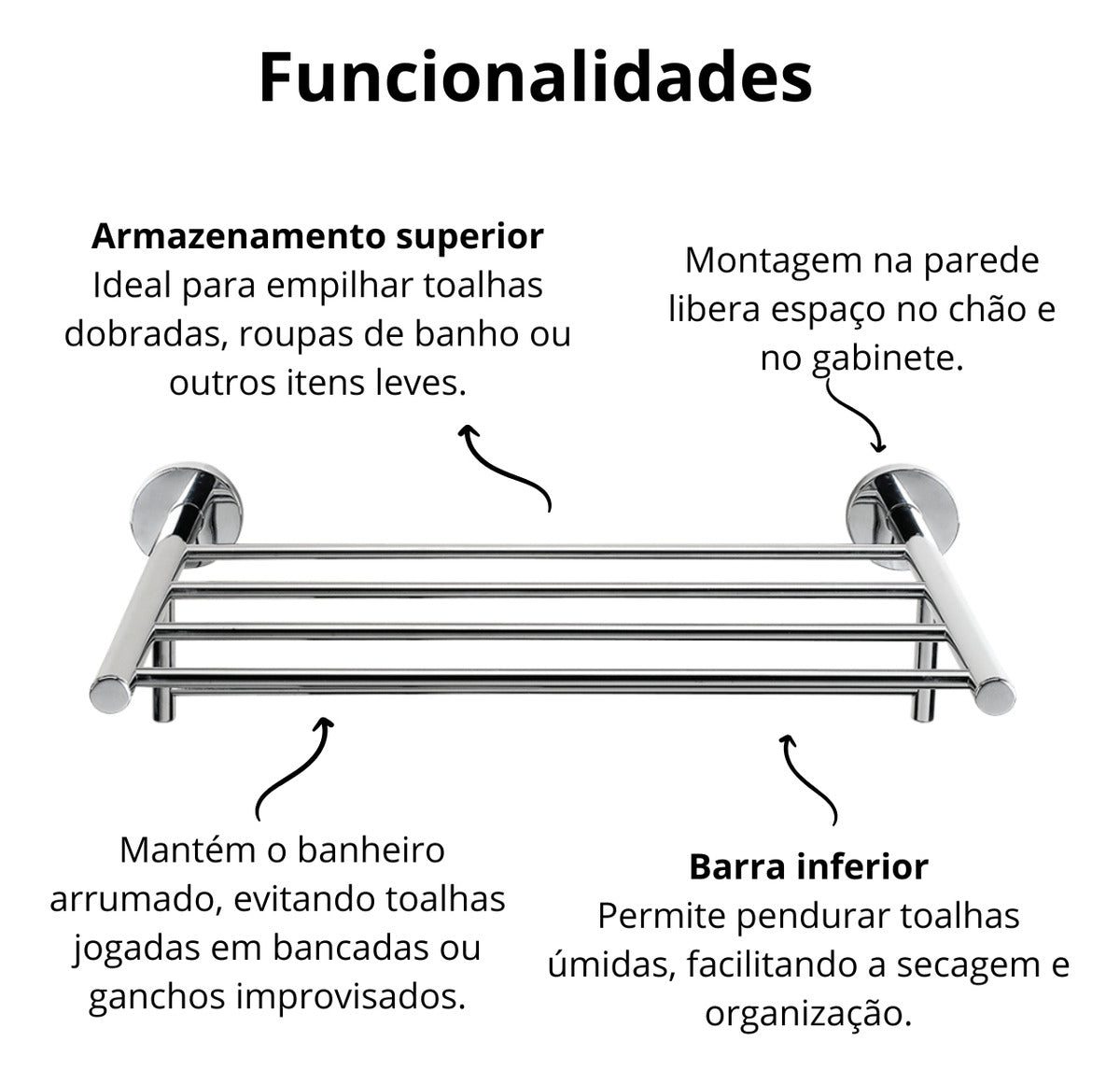 Toalheiro Hotel 42cm Flat Jackwal - Thony Ferragem
