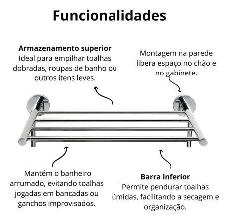 Toalheiro Hotel 42cm Flat Jackwal - Thony Ferragem