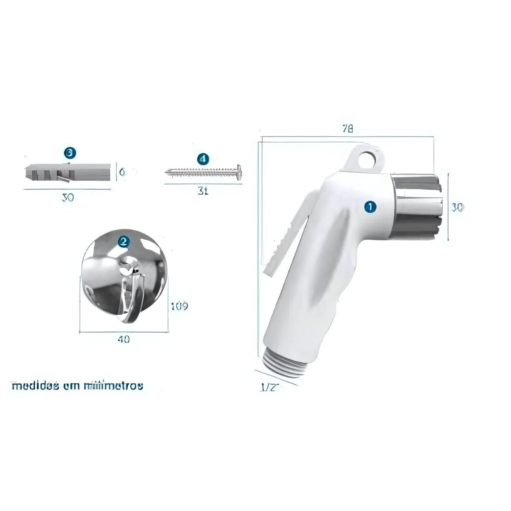 Gatilho para Ducha 240203 Branco/Branco - Blukit - Thony Ferragem