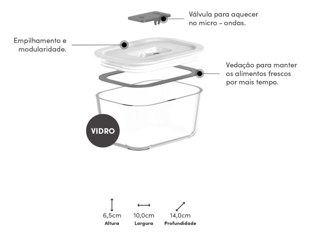 Pote de Vidro Hermético Fresh Lock 370ml | OU - Thony Ferragem