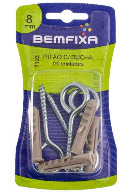 Cartela Pitao Zincado 4,4x70mm C/ Bucha 08mm - Thony Ferragem