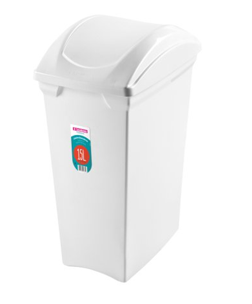 Lixeira Basculante Plástico Branco 15L Sanremo