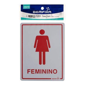 Placa Sinalizadora 15x20 Banheiro Feminino BemFixa - Thony Ferragem