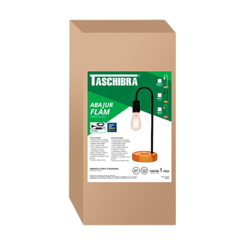 Abajur Flam 1xe27 Preto Fosco Taschibra
