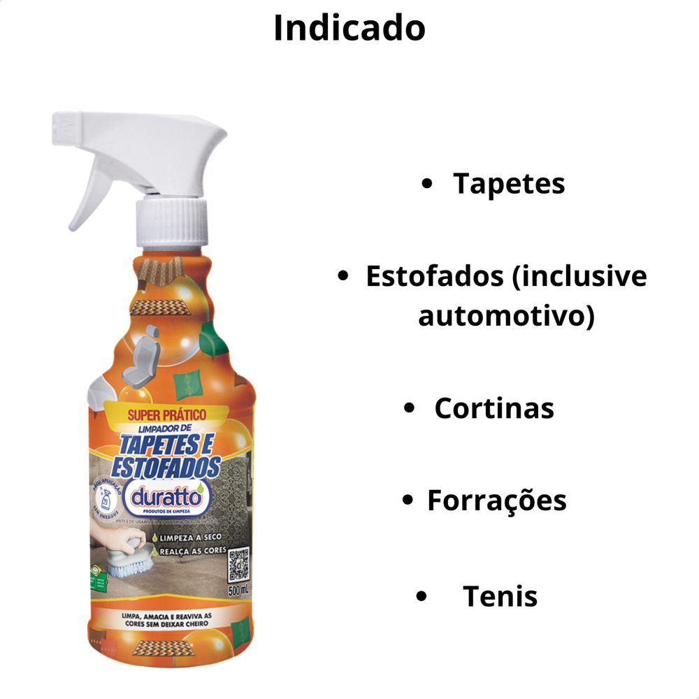Limpador Tapetes Sofa Estofados Prático Duratto 500ml Spray
