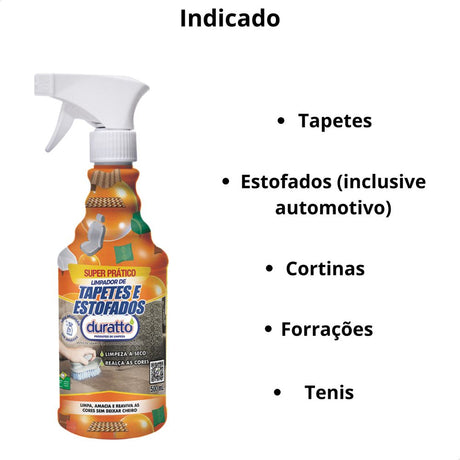 Limpador Tapetes Sofa Estofados Prático Duratto 500ml Spray - Thony Ferragem