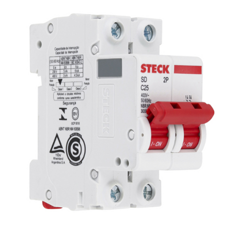 DISJUNTOR BIPOLAR 25A CURVA C STECK - Thony Ferragem
