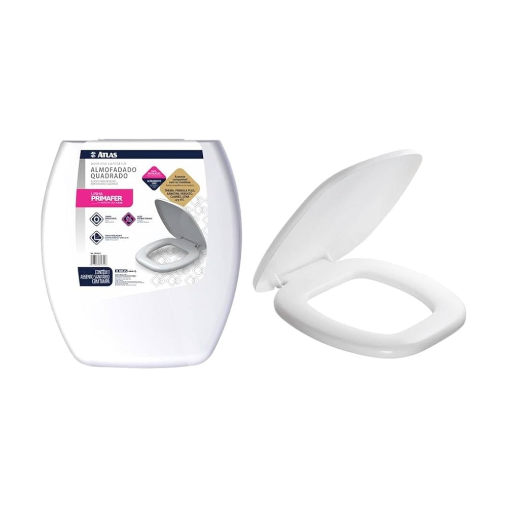 Assento Almofadado Quadrado Branco Atlas