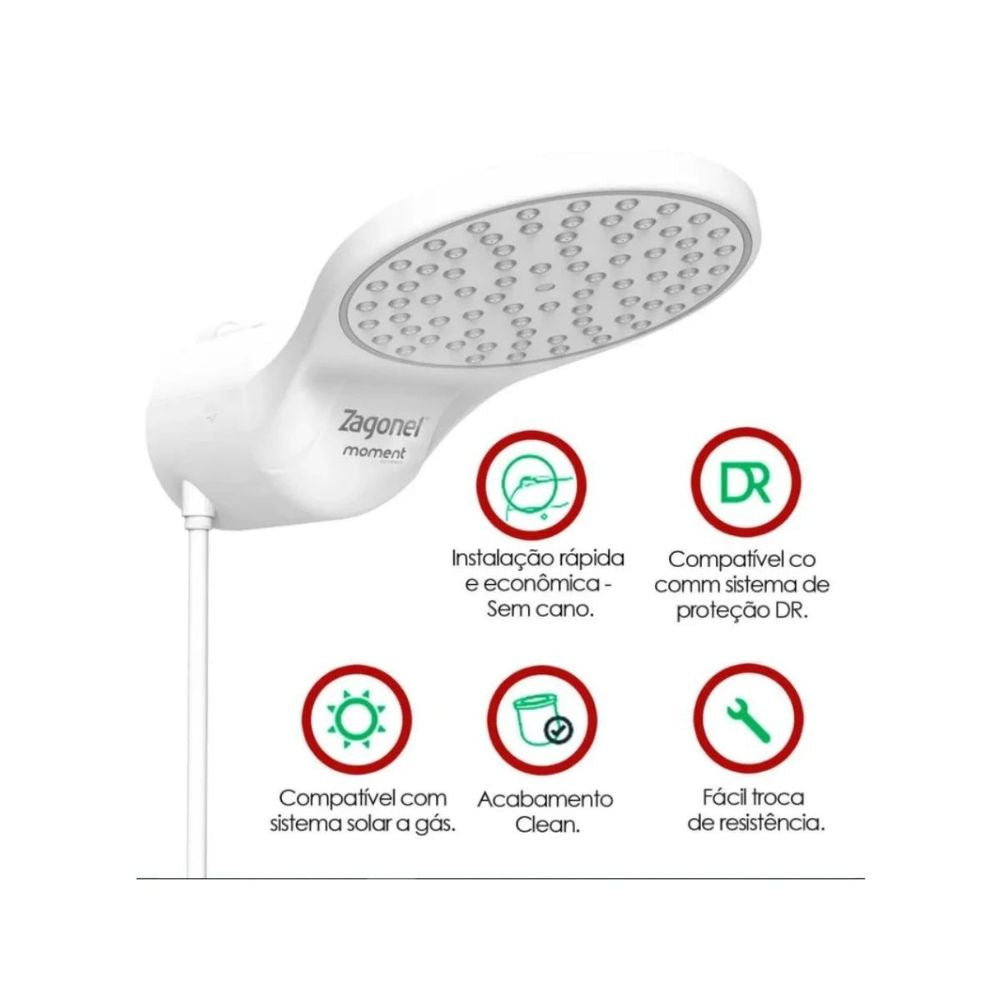 Ducha Moment Eletrônica 5500W 127V Branco Zagonel