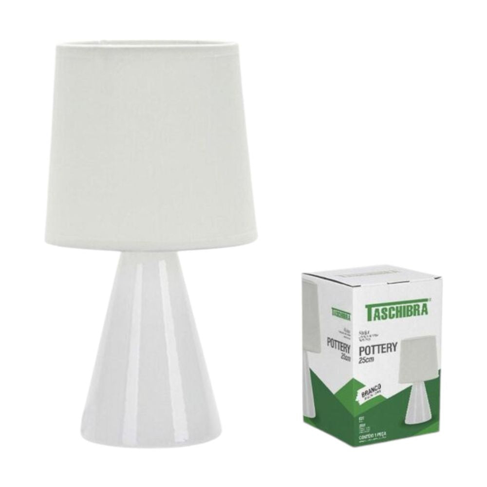 Abajur Ceramica Pottery E27 25cm Branco Taschibra