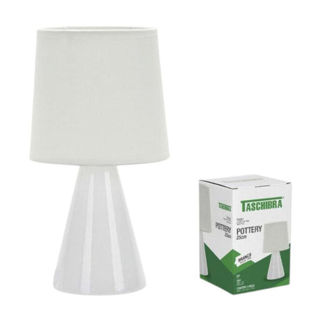 Abajur Ceramica Pottery E27 25cm Branco Taschibra - Thony Ferragem