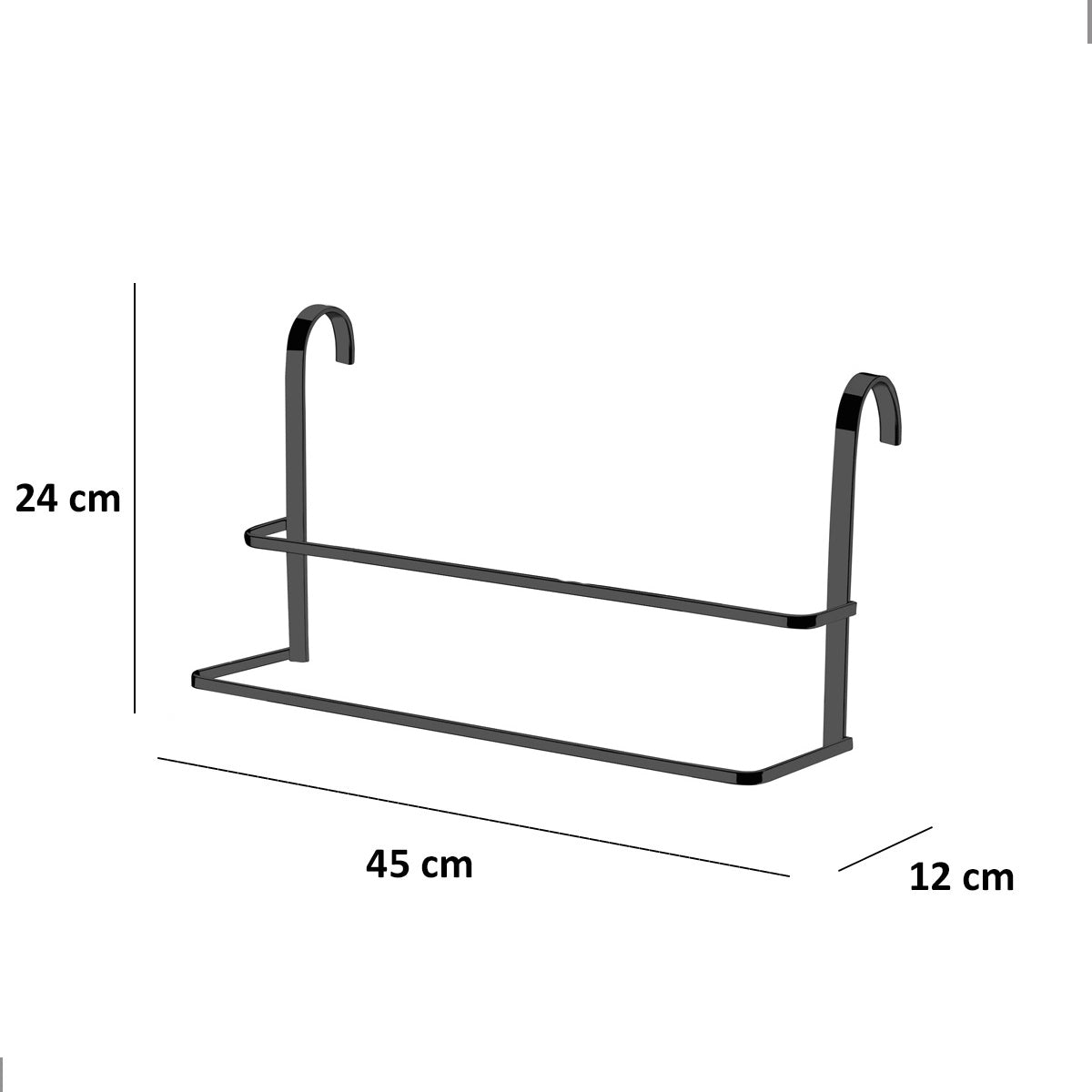 Toalheiro Box Duplo 45cm Preto Fosco Future